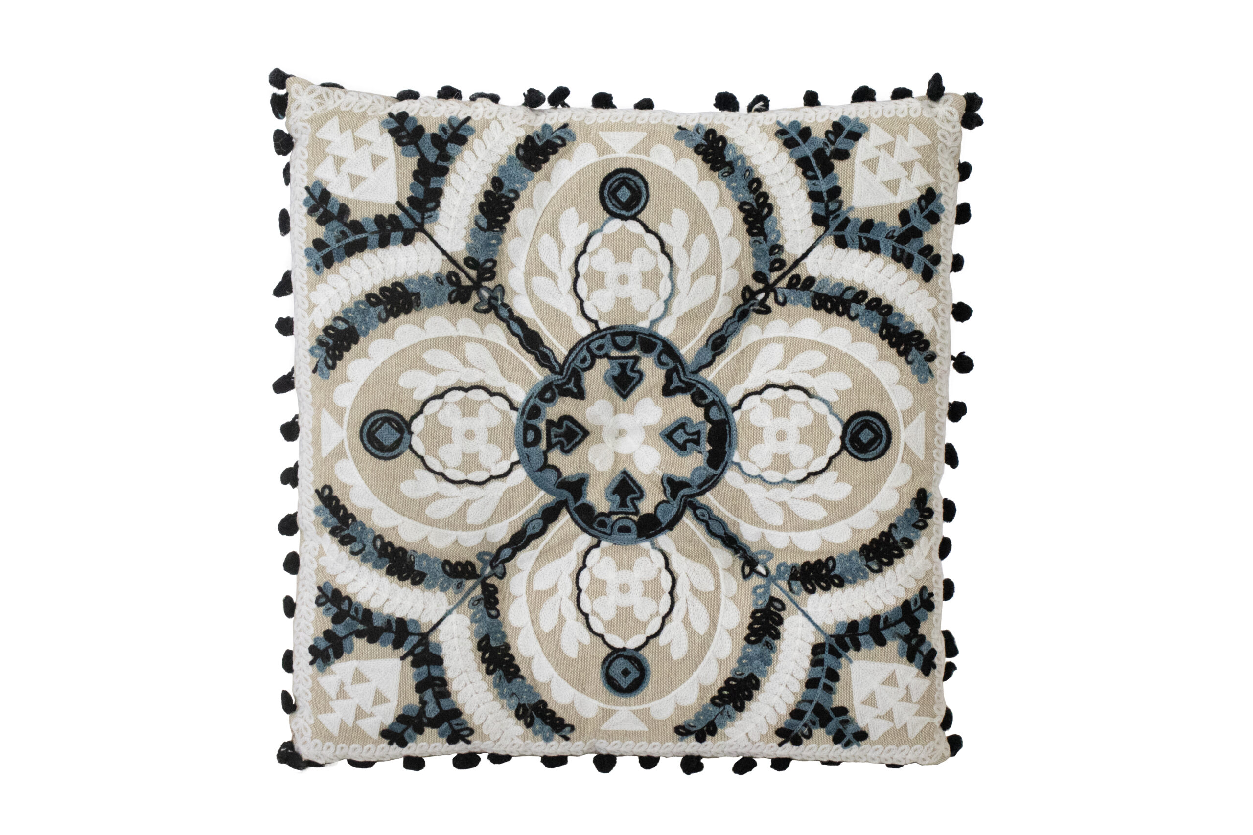 Almofada Azul, Branco e Preto 38 cm