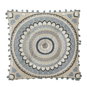 Almofada Azul e Branco com padrão Mandala 38 cm