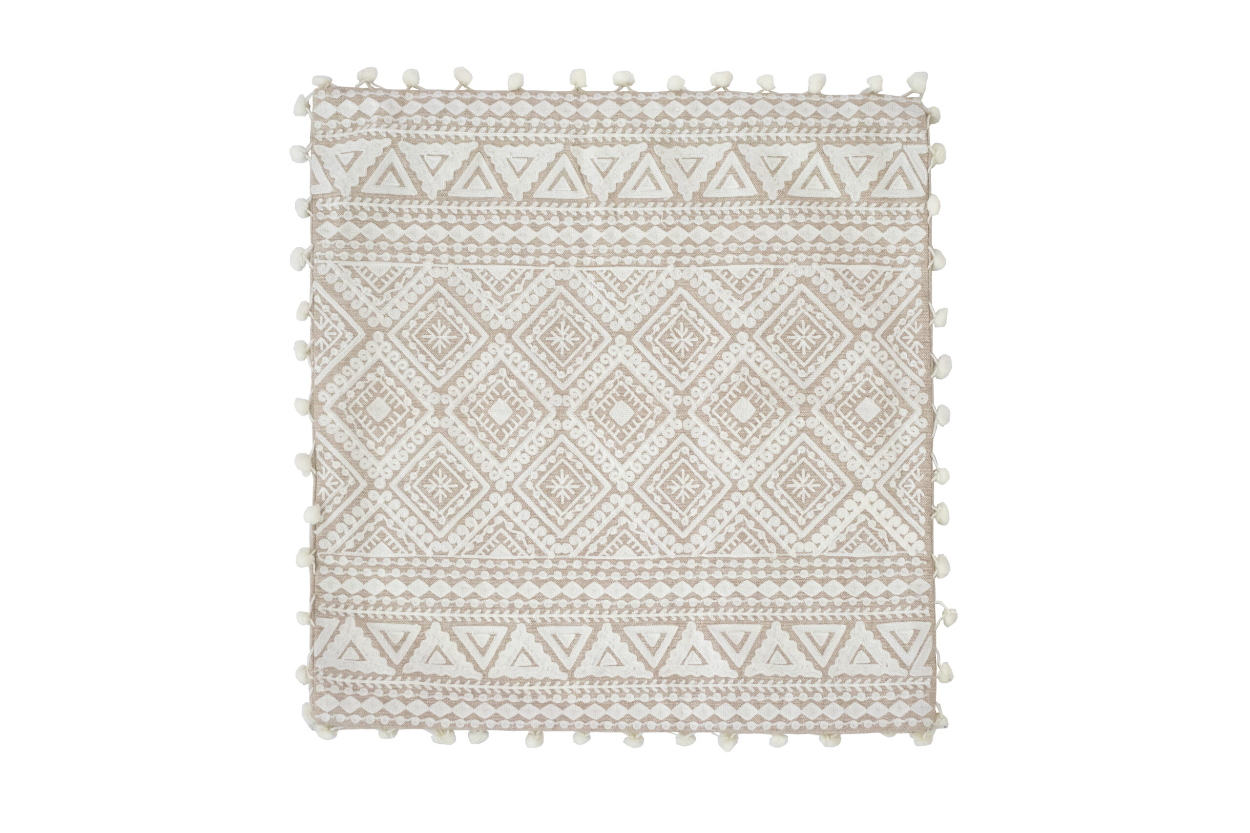 Capa de Almofada Branca com padrão Geométrico 41 cm