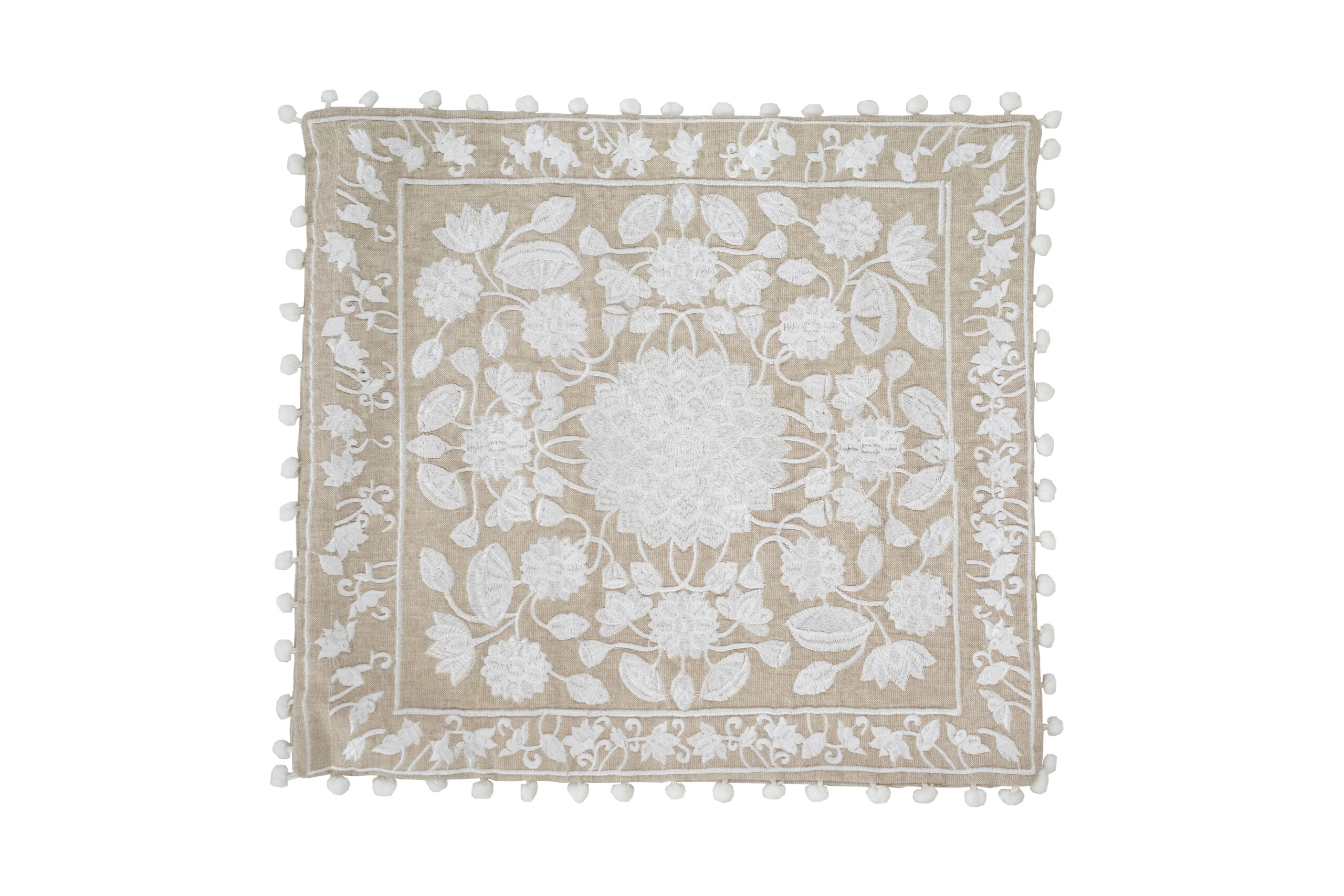 Capa de Almofada Branca com padrão Floral 41 cm