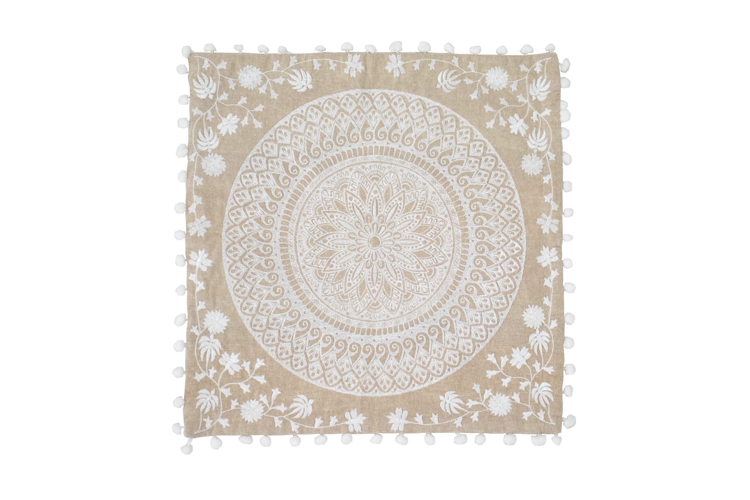 Capa de Almofada Branca padrão Mandala 41 cm