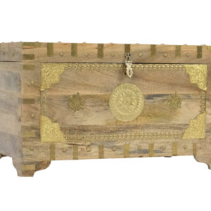 Baú Marrom e Dourado 78 cm