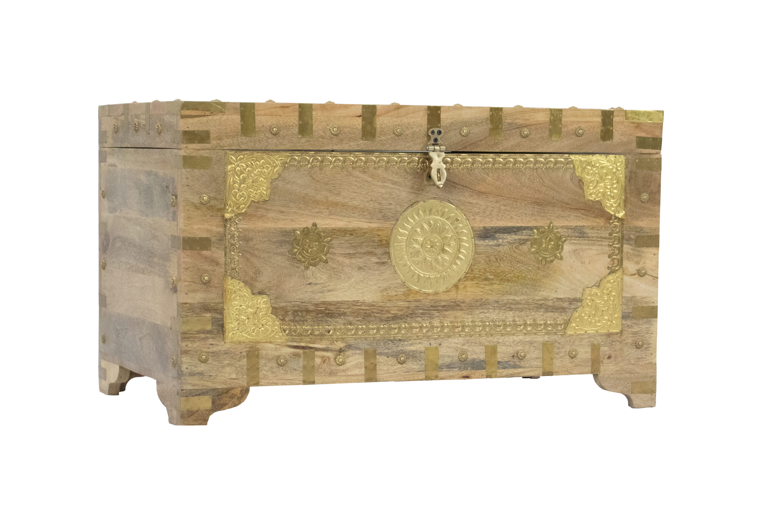 Baú Marrom e Dourado 78 cm