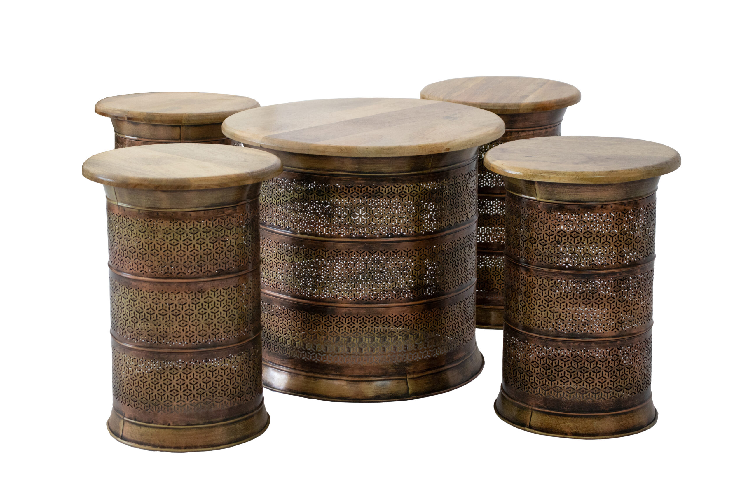 Conjunto Mesa e Banquetas Marrom Rosé