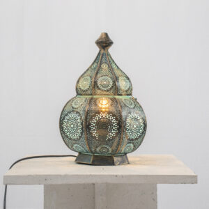 Abajur Dourado com Azul em Ferro 36 cm