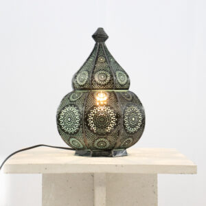 Abajur Prata com Azul em Ferro 36 cm