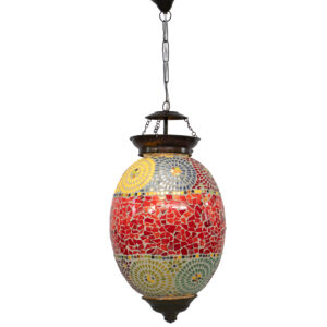 Luminária Mosaico Vermelha em Vidro 40 cm