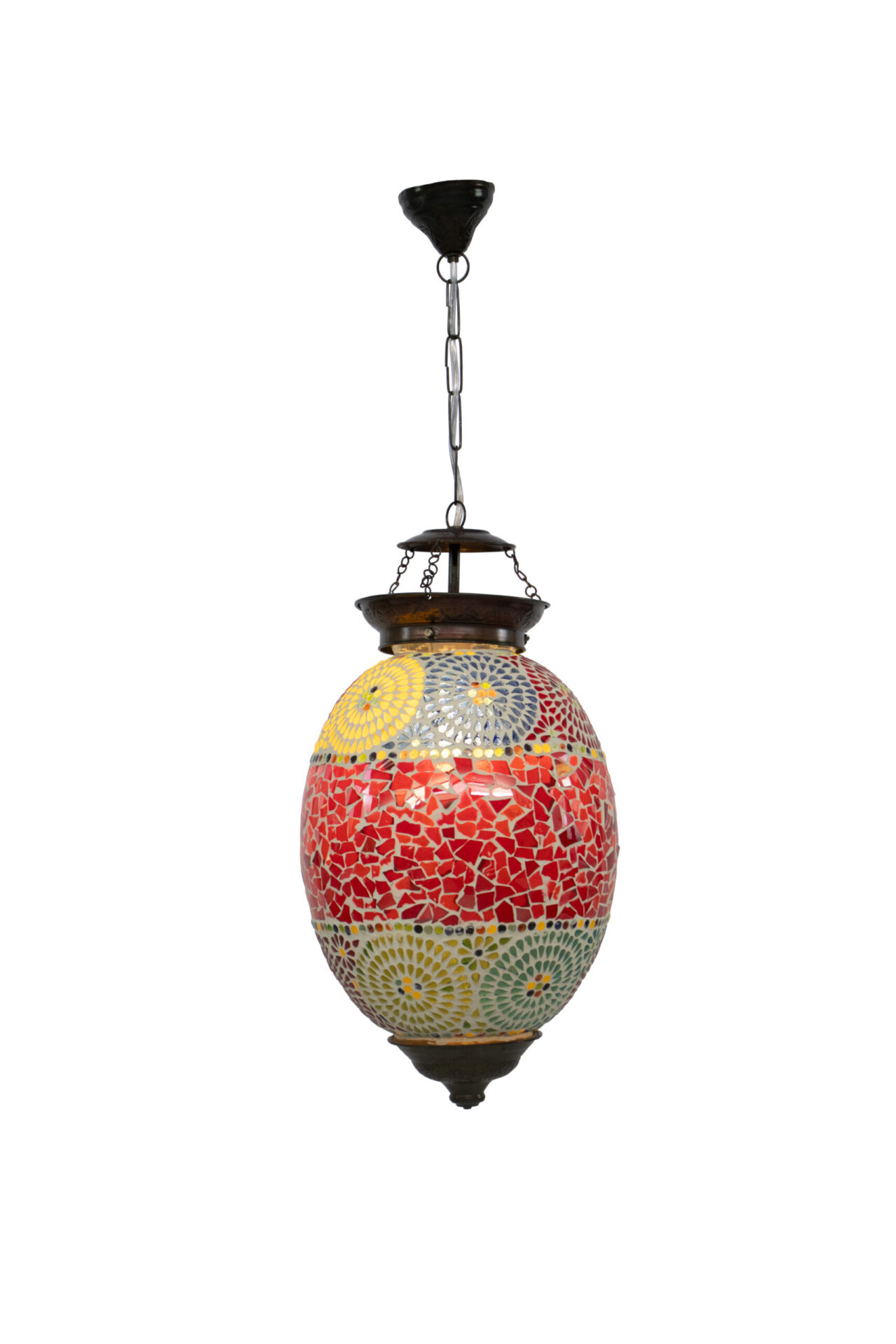 Luminária Mosaico Vermelha em Vidro 40 cm