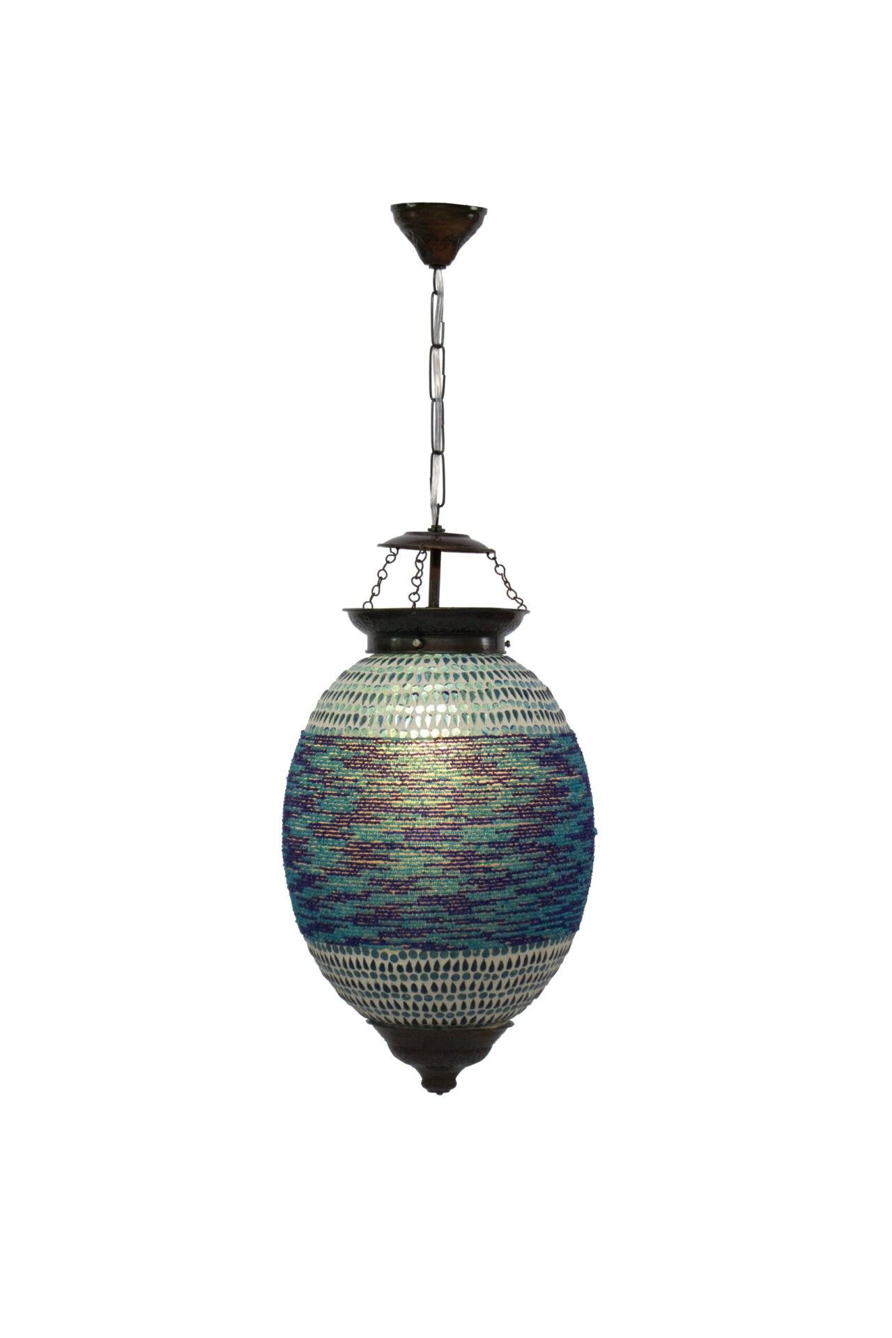 Luminária Mosaico Azul em Vidro 40 cm