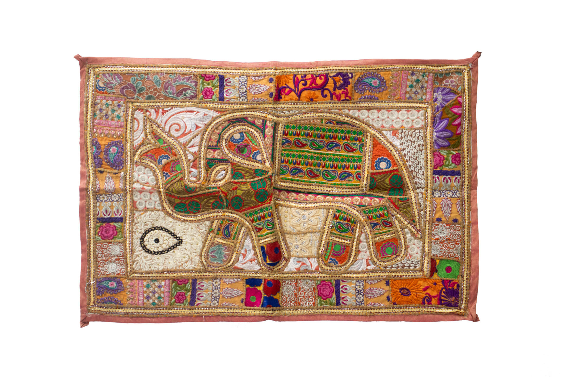 Elefante Tapeçaria Salmão e Cores 90 cm
