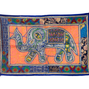 Elefante Tapeçaria Azul e Salmão 90 cm