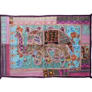 Elefante Tapeçaria Azul e Roxo 90 cm
