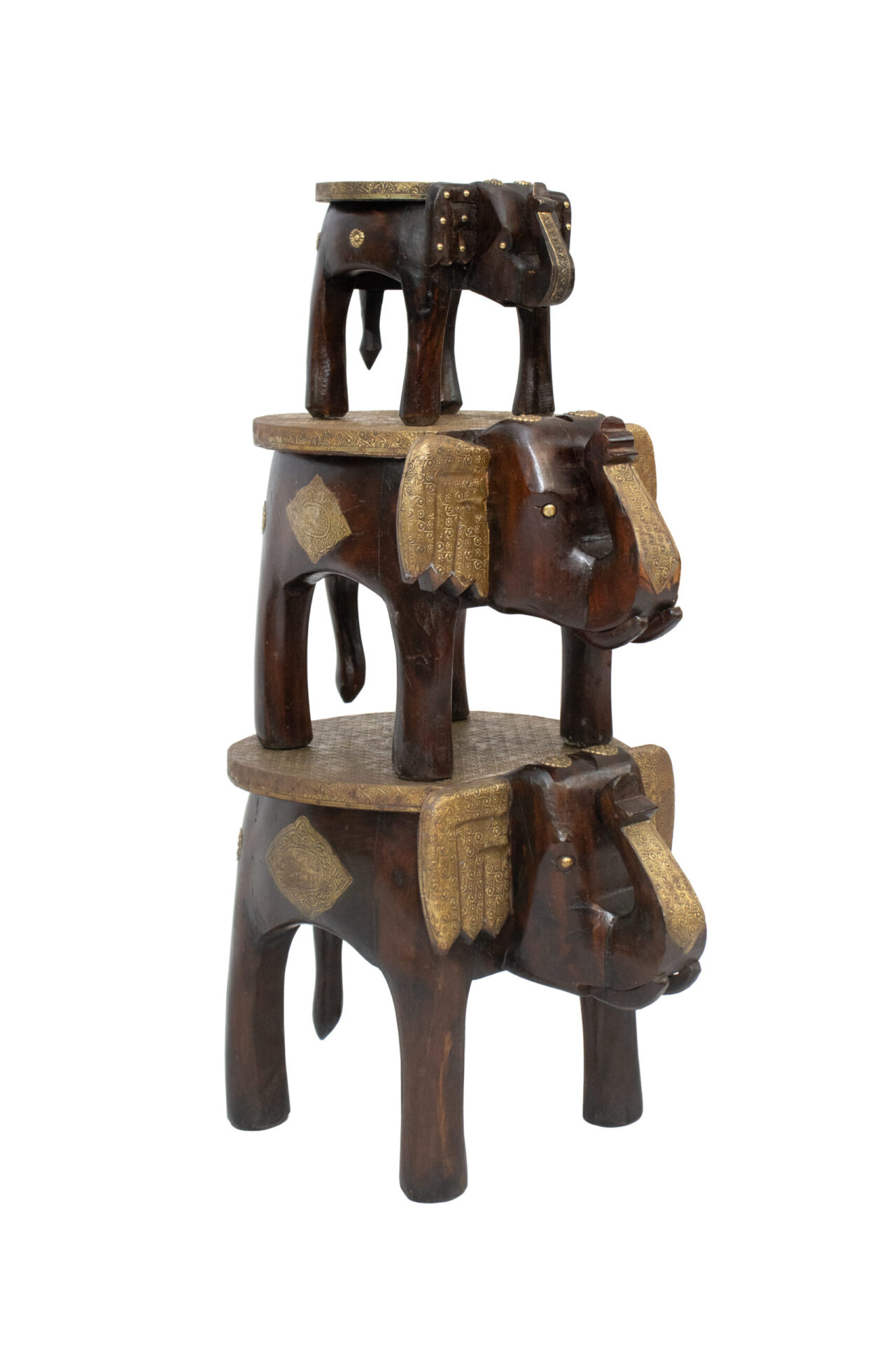 Elefantes Banquetas em Madeira 35 cm - Imagem 2