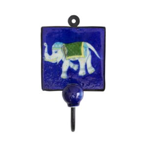 Gancho com Elefante Azul em Azul 17 cm