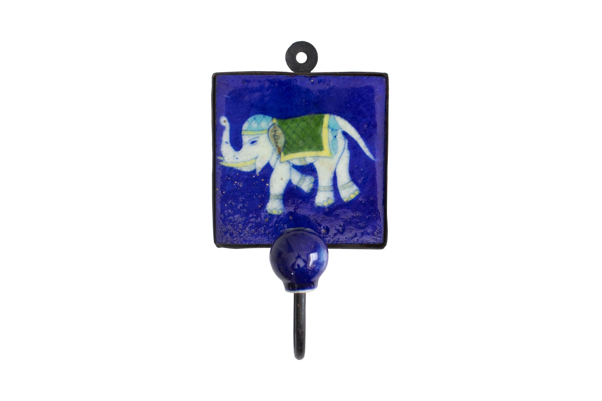 Gancho com Elefante Azul em Azul 17 cm