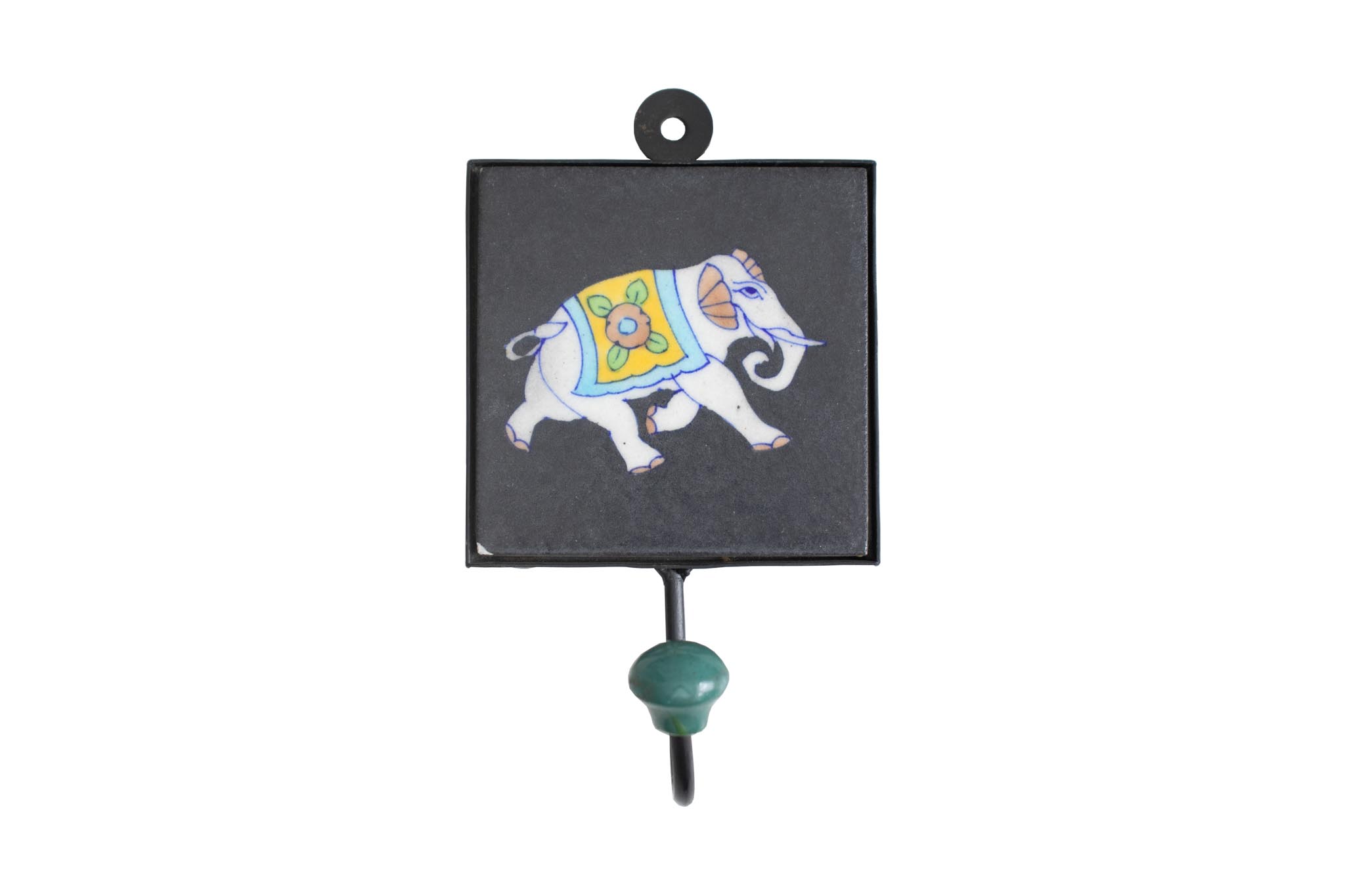 Gancho com Elefante Preto 17 cm