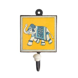 Gancho com Elefante Amarelo 17 cm