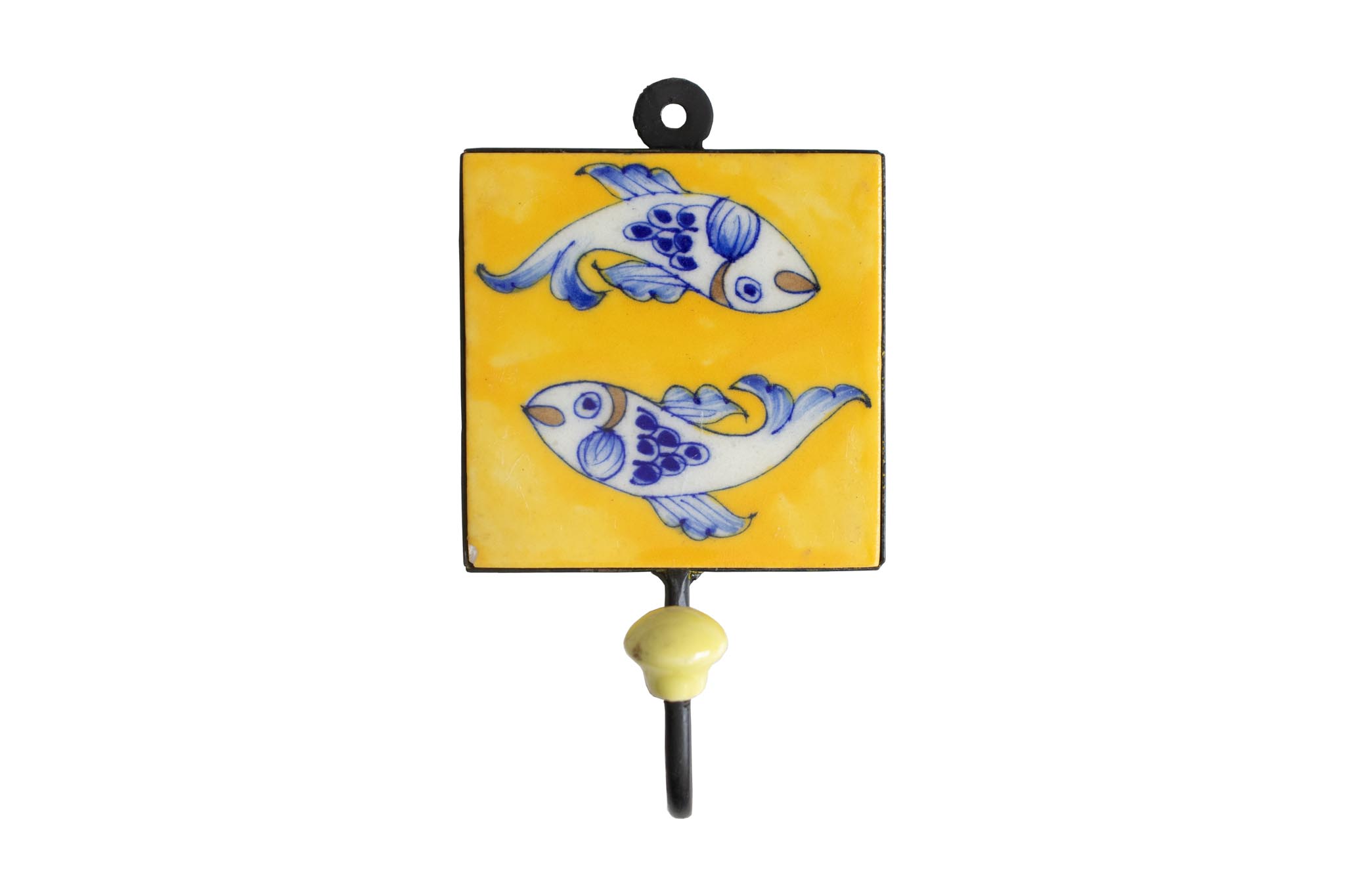 Gancho com Peixes Amarelo em Amarelo 17 cm