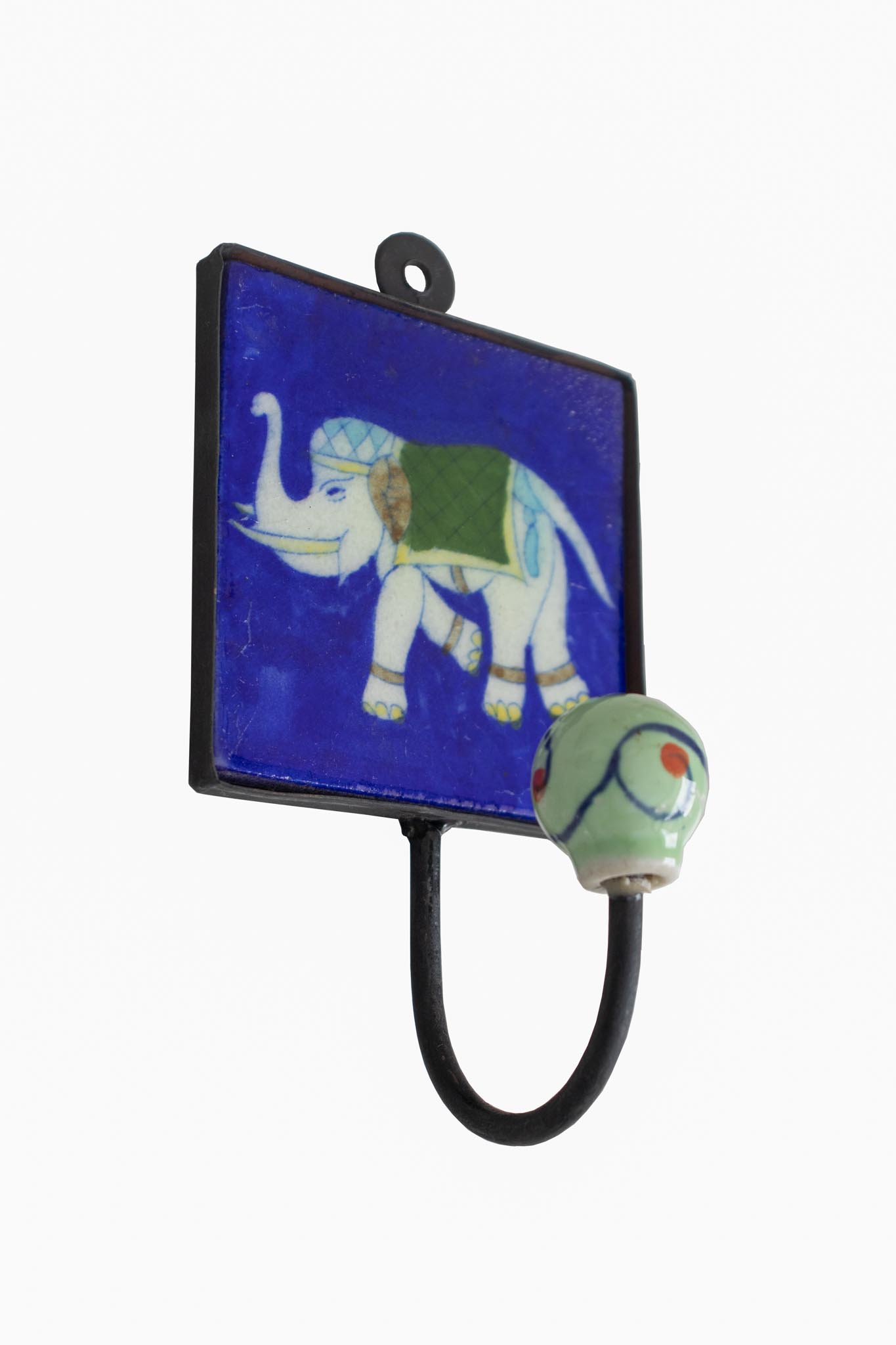 Gancho com Elefante Azul e Verde Claro 17 cm - Imagem 2
